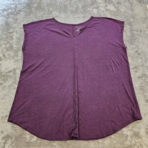 Cacique Sleepwear Purple Heathered V-Neck Pajama Top Plus Size 18/20